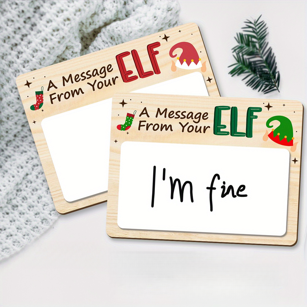 TEMU A Set Of 2 Wooden Message Boards, Christmas Decorations Or As Thanksgiving Gifts, Featuring An Elf Message Sign