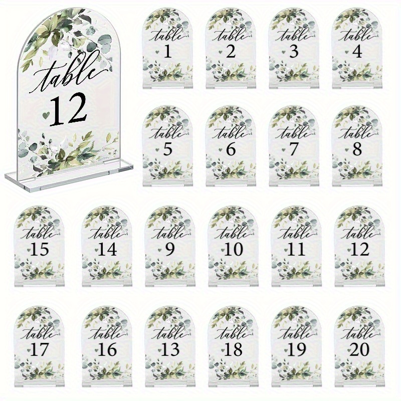 TEMU 2d Flat, 20 Elegant Acrylic Table Numbers 1, Floral Wedding Cards - Weddings, Birthdays, And Formal Events
