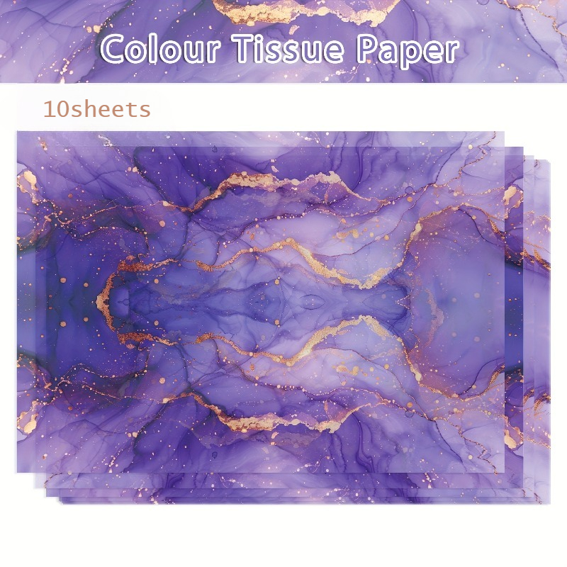 TEMU 10 feuilles de violet et doré - Idéal pour emballer de fête, les bouquets, le bricolage, les projets, les sacs cadeaux, les décorations pour les