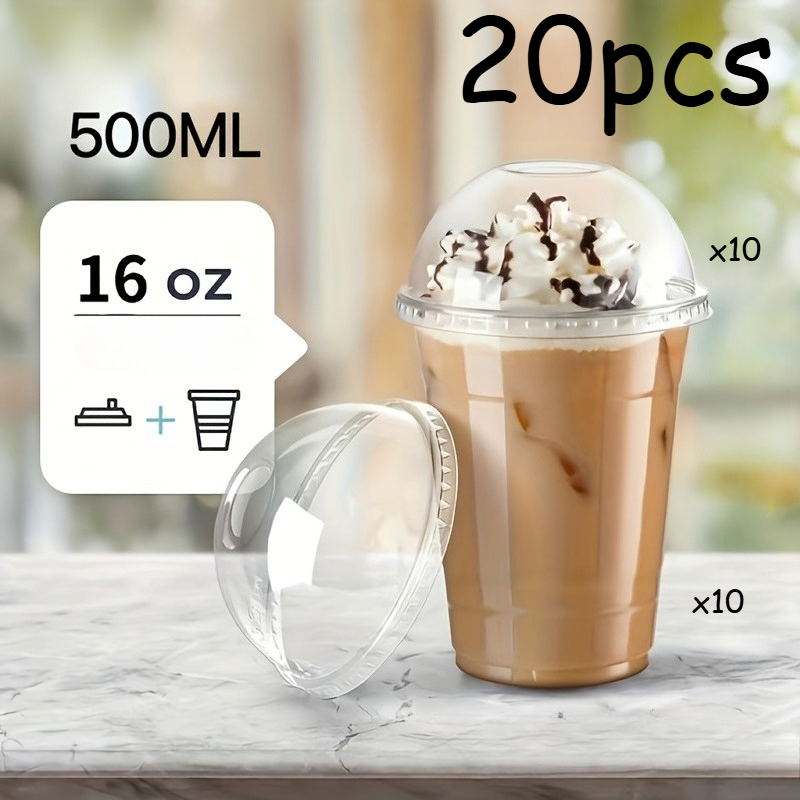 set 20 plastic cups 10 cups 10 lids 16 oz reusable cold - Temu