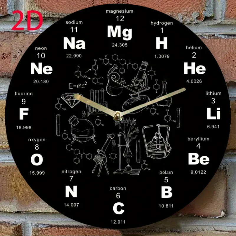 TEMU Periodic Table Wall Clock - Silent Non-ticking Mechanical Movement, Educational Chemistry Classroom Decor, Displays All 92 Occurring Elements,