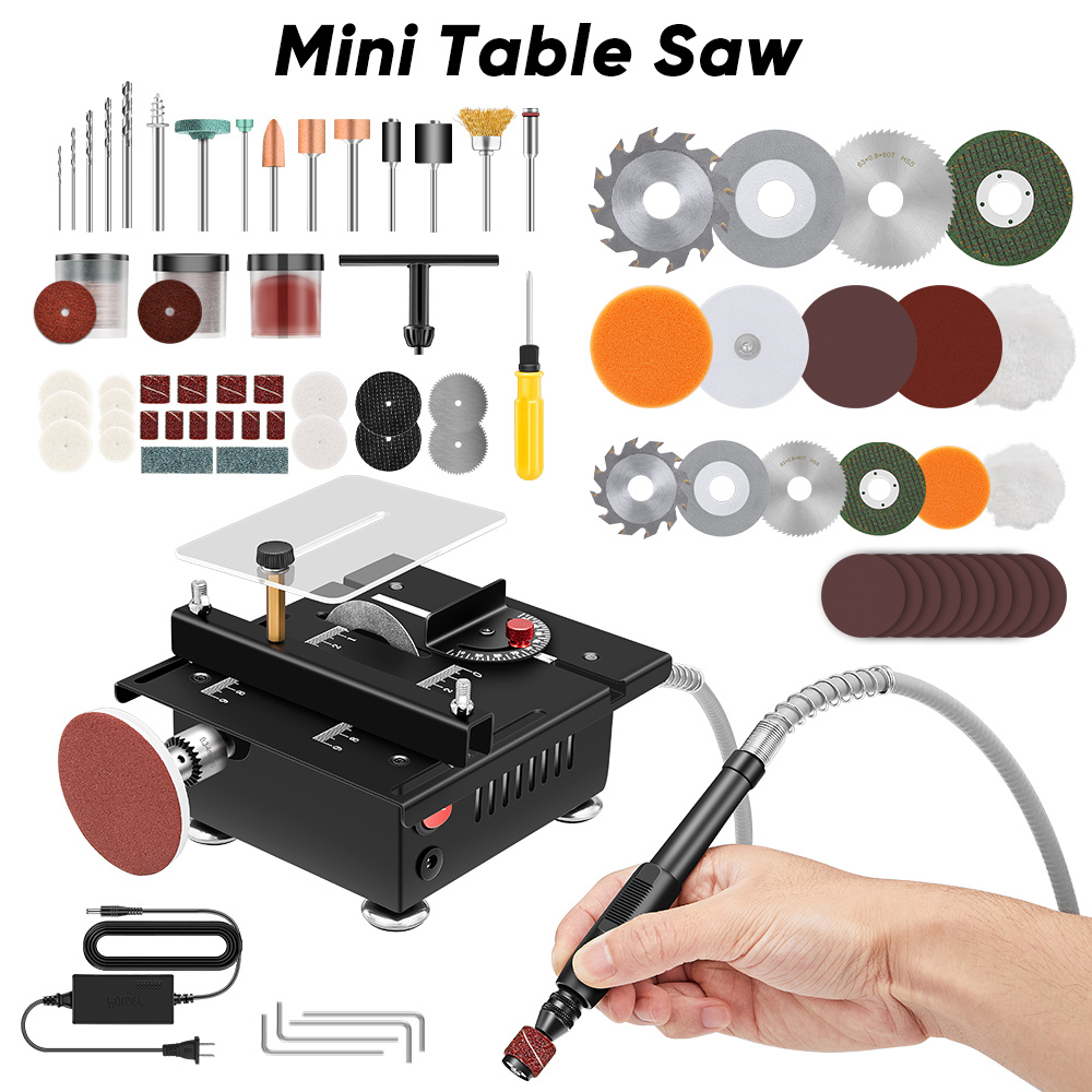 TEMU Mini Table Saw, Multifunctional Portable Adjustable, Cutting, Sanding, Carving, Drilling, -one Machine, Precision Table Saw, 7-level Speed