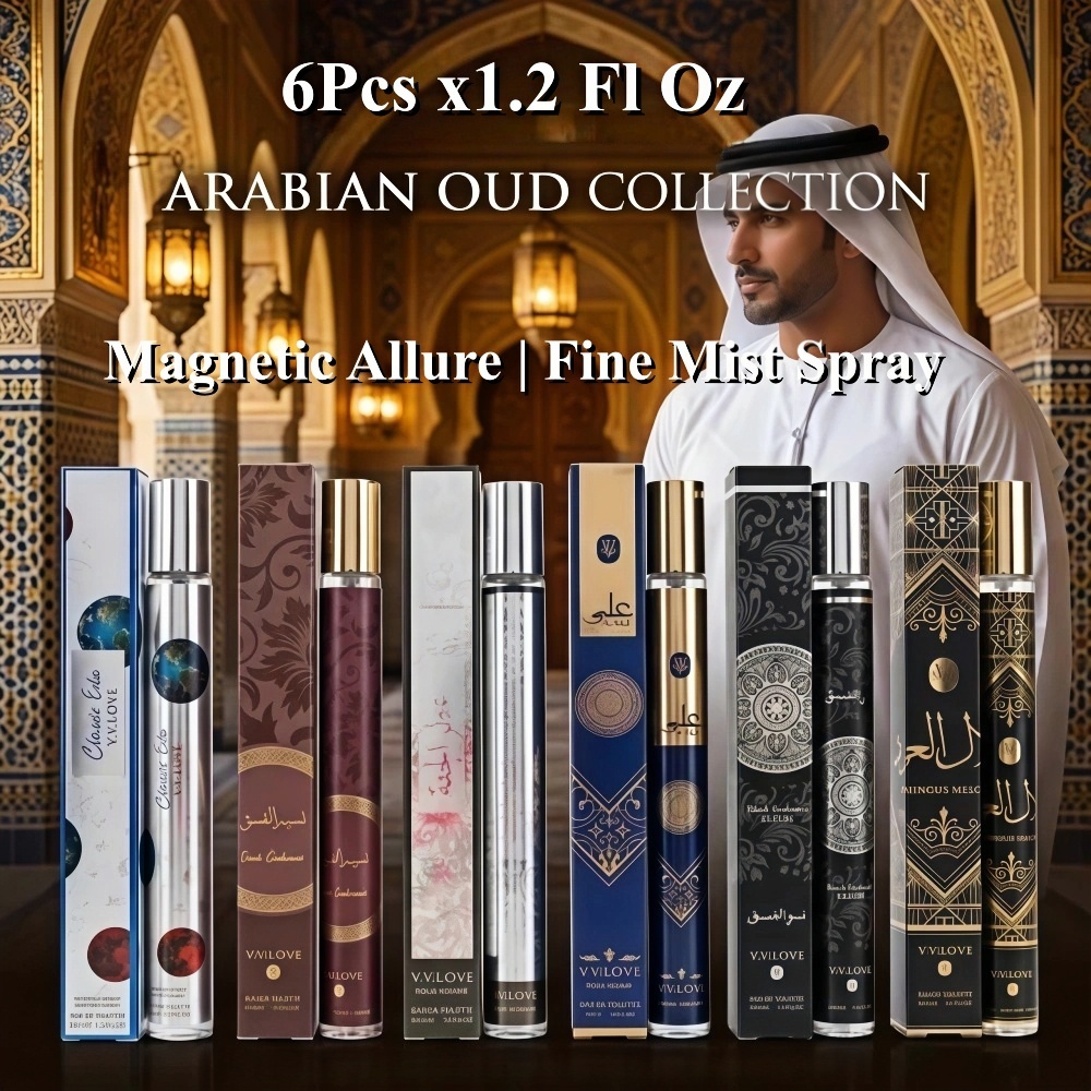 TEMU 6pcs Pheromone Perfume Spray For Men, Long-lasting Arabic Cologne Gift Set, 1.2 Fl Oz Pack, Seductive Oud Musk Cologne To Women, Dating Night