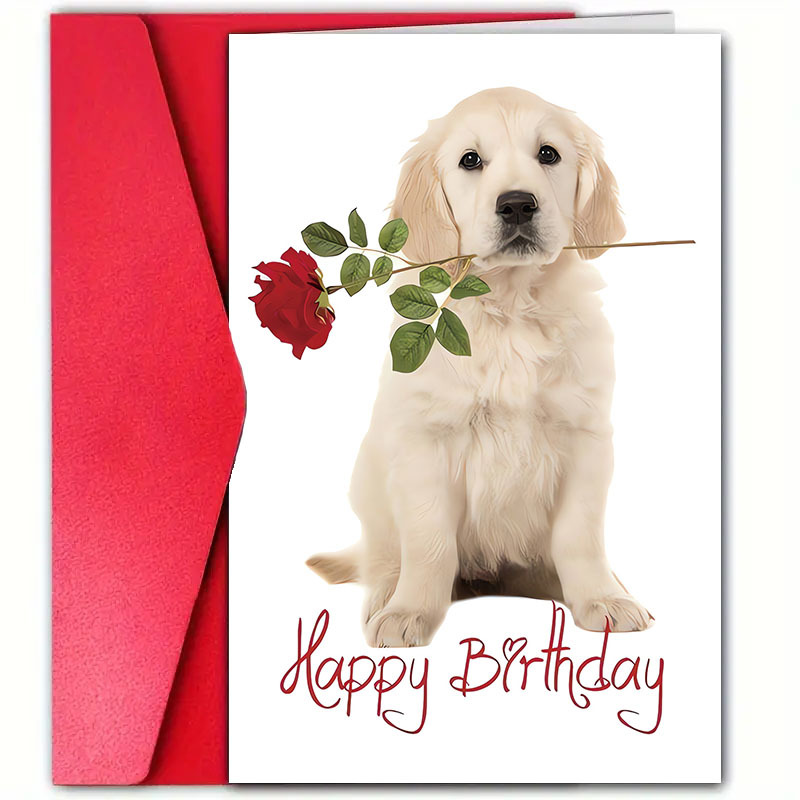 

1pc, Golden Retriever Dog Birthday Greeting Card With Envelope (4.7x7.1 Inches), Romantic Paper Card , Girlfriends, Family, Dog Lovers, Suitable For , Wishes