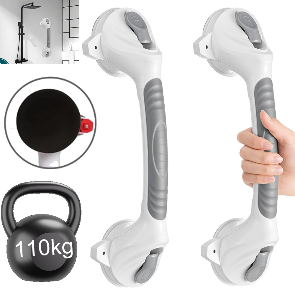 Image of Sturdy Shower Support Bar - Suction Cup For Bathtub Security | Comfortable Grip For | Slip-resistant, Detachable & Easy To Clean