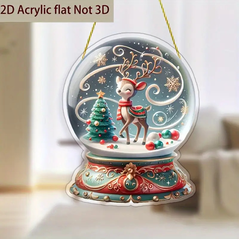 TEMU 2d Flat - 2d Plane, Kaitong 2d Plane Printed Decorative Cute Christmas Deer Ball Ornaments, Suitable For Home, Coffee Shop, Bookstore, Holiday