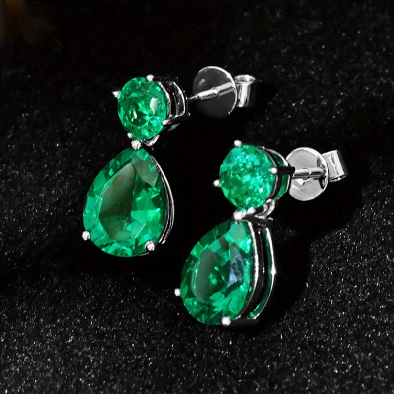 Cubic Synthetic Synthetic Zirconia Green Simple Drop Dangle Earrings Is The Perfect Anniversary, Birthday, Or Special Occasion Gift, Exuding And