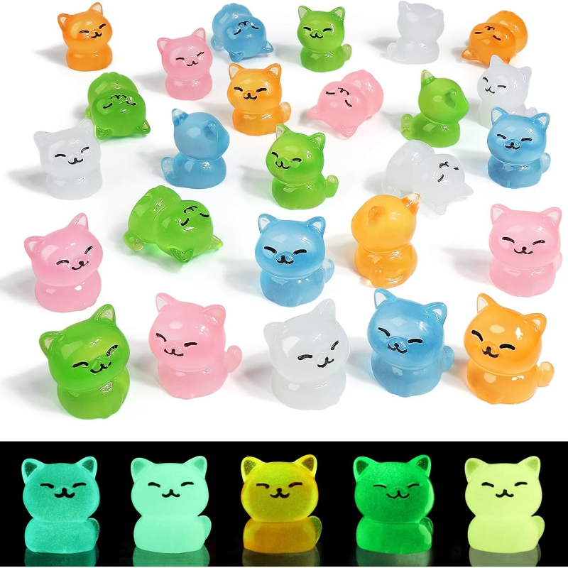 TEMU 50 Pezzi Mini in Resina Fosforescenti, Adorabili Statuine di Cartoon, Piccole Decorazioni Animali a Forma - Versione Fosforescente, Ideali per