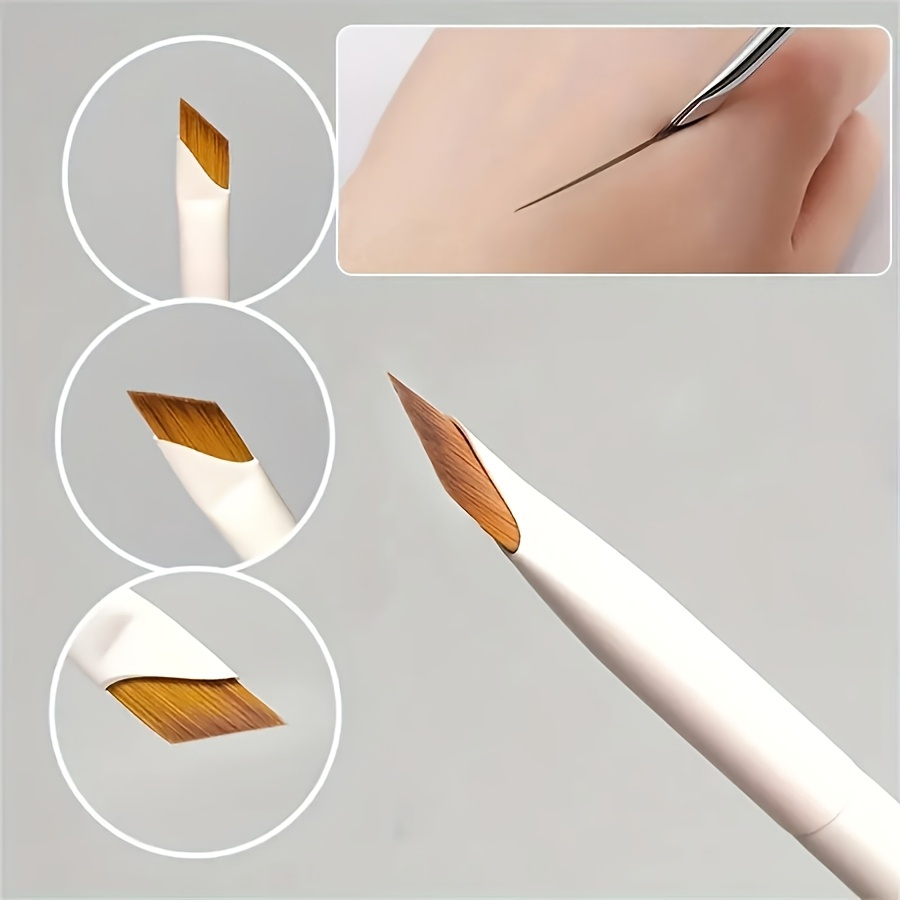 1pc porcelain white precision angle eyeliner pencil and eyebrow brush set nylon brush   suitable for   types ideal for beginners 1 4pcs porcelain white precision angle eyeliner pencil and eyebrow brush set