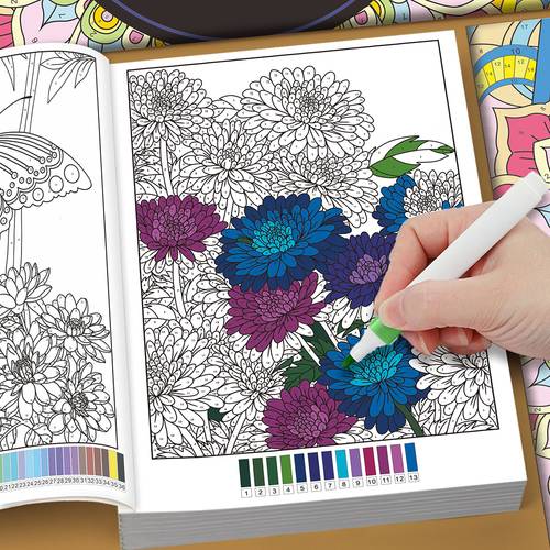 Adults Color By Book, Mandala Flower Nature & Animal Numbered Coloring Pages, Relax Anti-Anxiety Art Relax Activity Book, Relaxing Creative Paint by Numbers Workbook for Teens & Adult Hobbyists