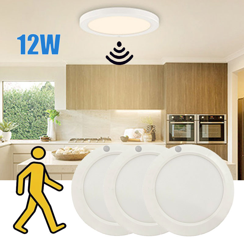 TEMU 3pcs 12w Motion Sensor Lights, 3 Colors Adjustable Activated Lights For Hallway Porch Stairs, Staircase , , For Home Decorators, Ceiling Lights,