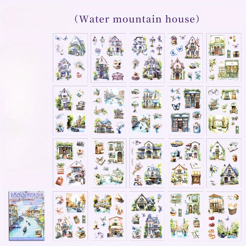 20sheets Flowers Windows Self-adhesive Stickers Scrapbooking Collage Decorative Stickers For Journal Card Making Arts And Crafts