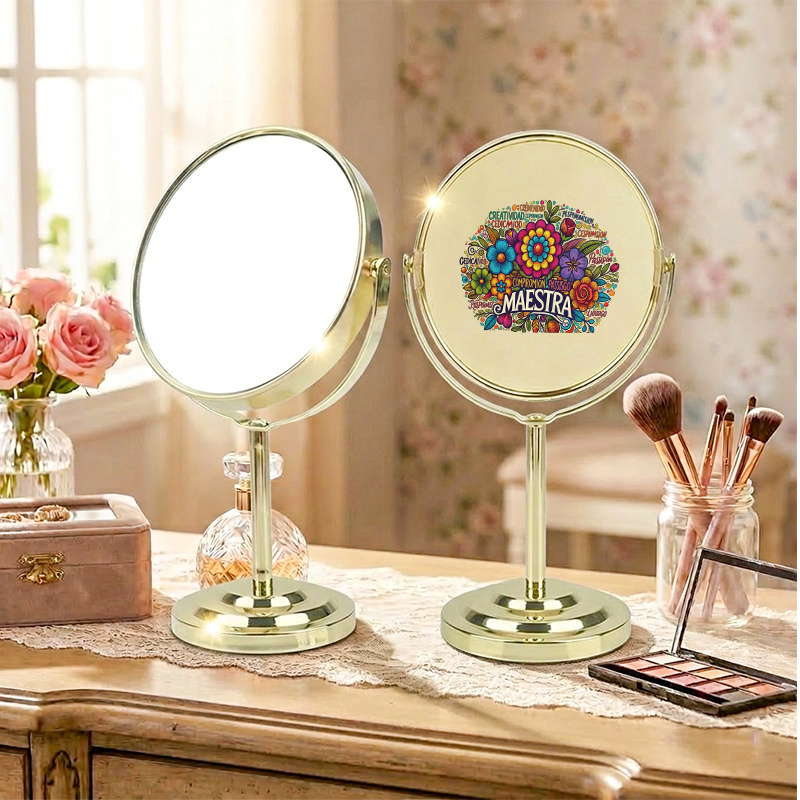 360° Rotating Desktop Vanity Mirror with Polished Base