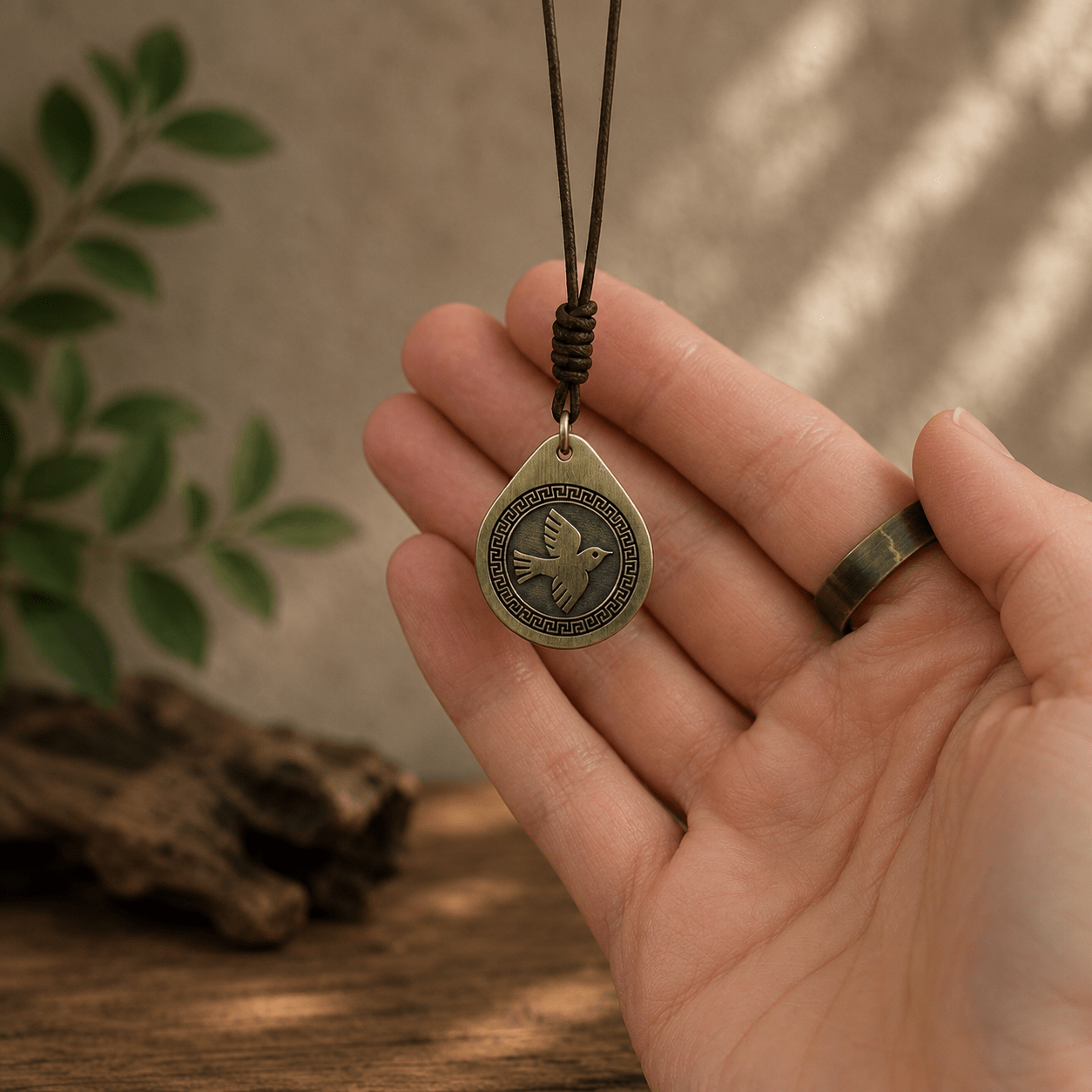 Black Bird Copper Pendant, Ancient Greek Style Talisman