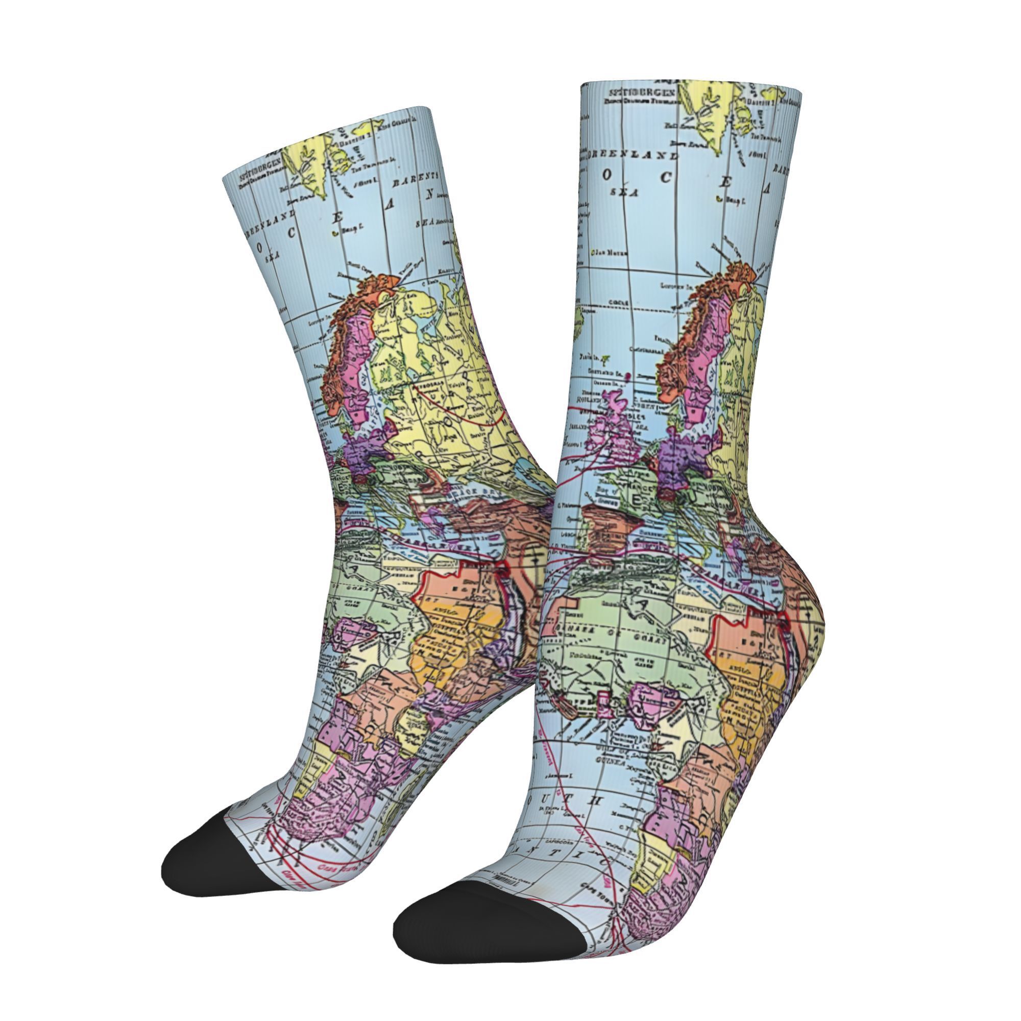 

Travel-inspired, Men's Fun & Quirky Socks - Vintage World , Hip Hop Style, Novelty Casual Crew Socks, Christmas Gift, Christmas Decor