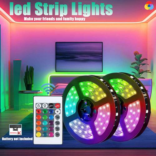 rgb 5050 led strip light with 24 key controller color changing luminous led string 1m 40m led strip lights for bedroom kitchen tv holidays christmas halloween birthday