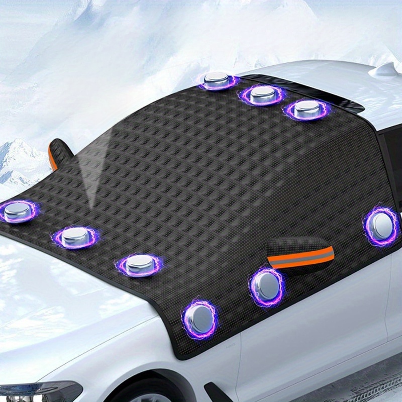 TEMU Side Mirror Cover With 12pcs Magnets, Thickened Anti-snow Cover, Winter Windshield Frost Protection, Sunlight, Dust, Frost, And Snow, Suitable