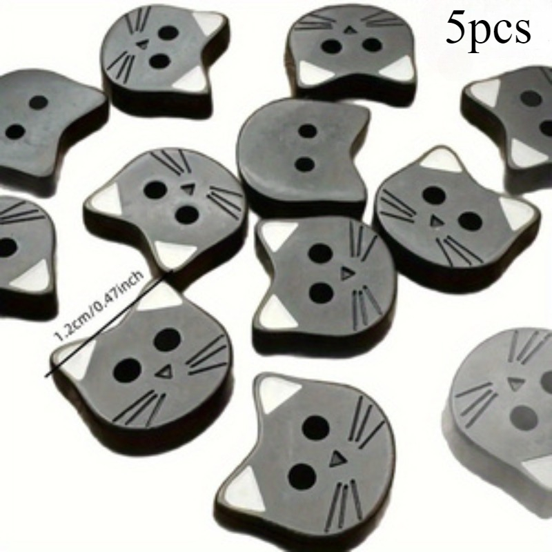 TEMU 5pcs Set, Cartoon Cat Black Cat With White Ears, Cute Handmade Accessories, Diy Handmade Buttons