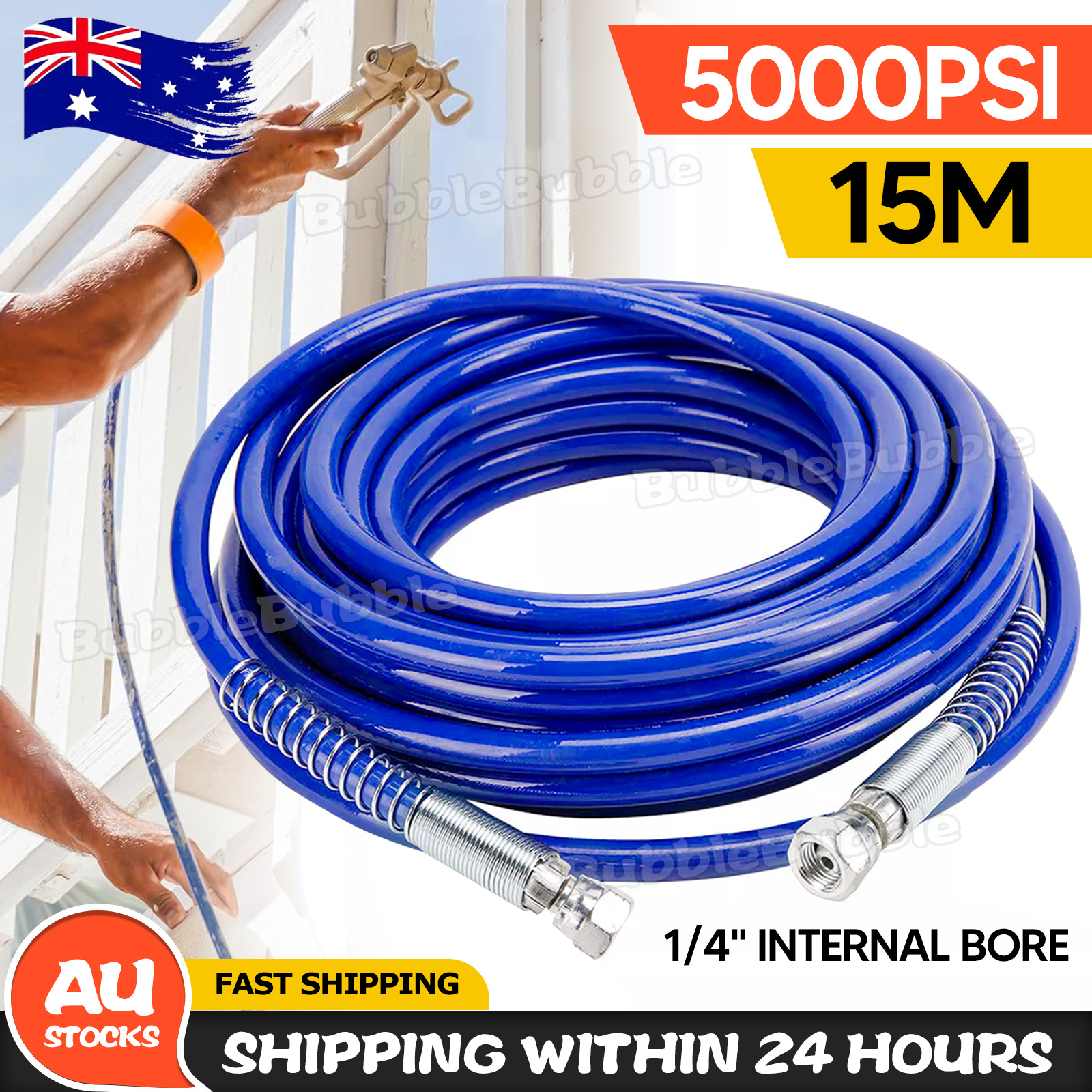 TEMU 5000psi 15m 1/4'' Airless Paint Sprayer Hose | Spray Gun Extension Tube Pipe Kit, Bubbleglobal, Multiple Components Included