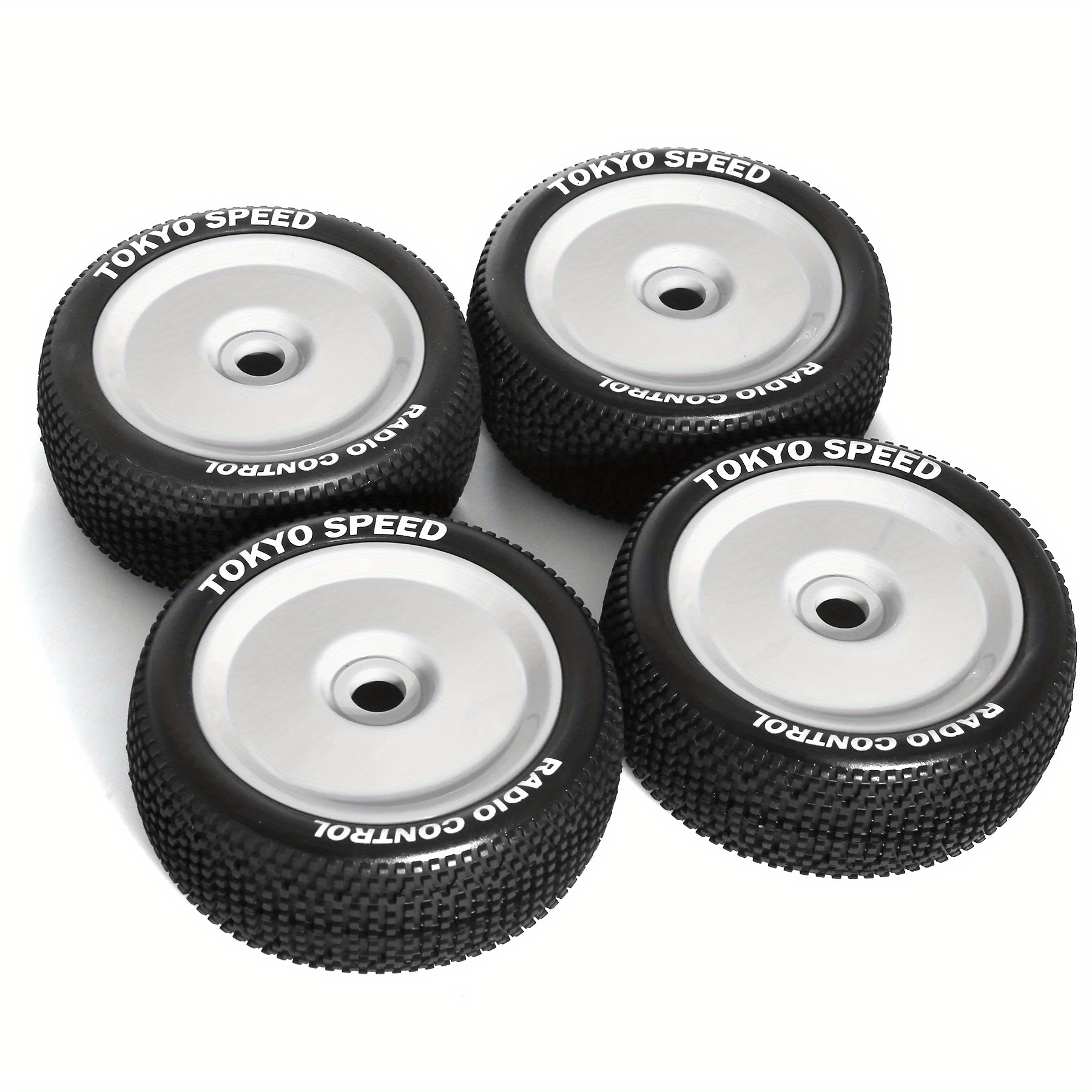 TEMU 4pcs 1/8 Rc Car Tires - 17mm Wheels With "tokyo Speed" Branding, Black Synthetic Rubber Tires For 1/8 Competition Electric Rc Cars, Rc Car