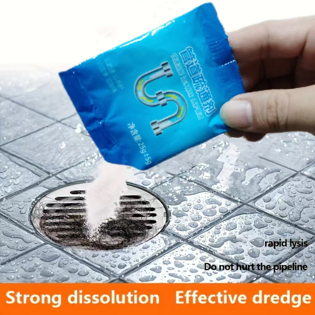 

Polypropylene Pipe Dredge Powder - Heavy-duty Drain Clog Remover For Kitchen Sinks, Toilets, Showers, And Floor Drains - Cleaning, Sterilization, And Deodorization Formula