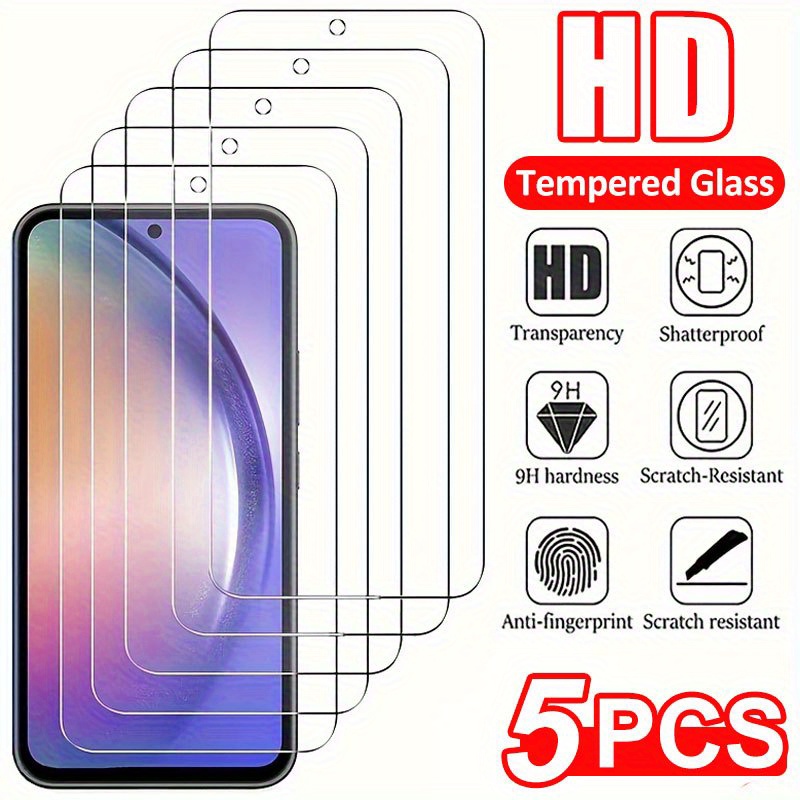 Set de 5 bucăți pentru for Samsung Galaxy A56 A55 A54 A36 A35 A26 A25 A16 A15 A34 A24 A73 A72 A71 A53 A52S A52 A51 A12 A13 A23 S24 FE S23 FE S20 FE S21 FE Sticlă de protecție temperată HD acoperire completă pentru for Samsung S24 FE S21 FE S20 FE S23 FE