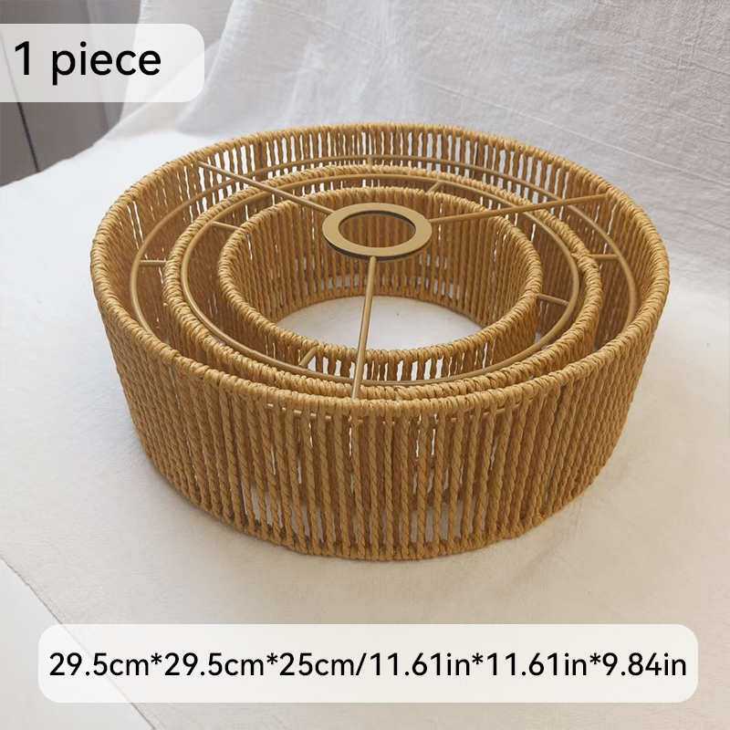 TEMU Abat-jour bohème à couches en corde de - Housse de suspension en rotin tissé, compatible E26/E27, décoration intérieure rustique naturelle pour