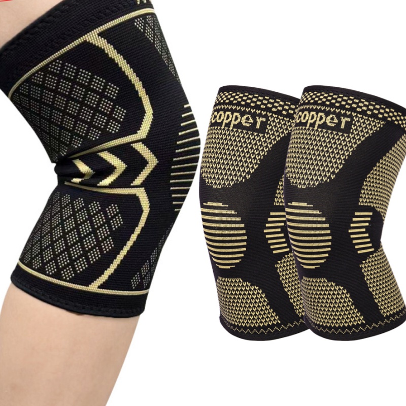 item picture 2 pack copper fiber knee brace breathable non slip stabilizing support with hexagonal patterns for     black  able wear hexagonal design