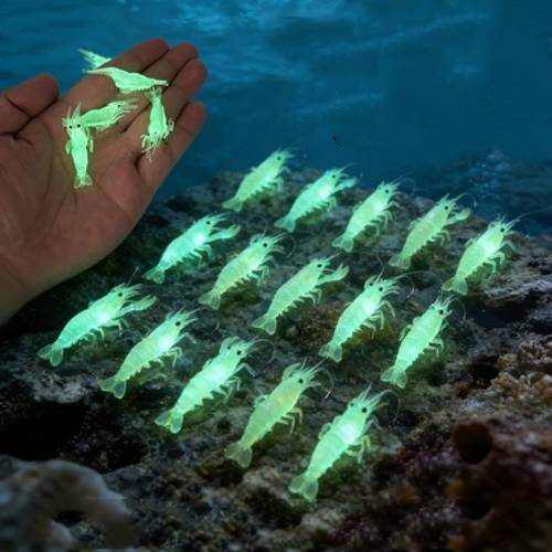glow in the dark shrimp soft baits suitable for night fishing realistic freshwater saltwater lure with glow hooks color for trout catfish suitable for carp perch in rivers lakes