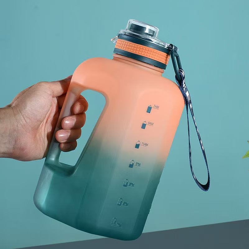 Large Capacity Water Bottle | Leakproof Sports Kettle for Gym & Outdoor | Insulated Summer Fitness Jug with Straw | Trendy Big Belly Cup for Men Women | Heat-Resistant Portable Hydration Bottle with Time Marker