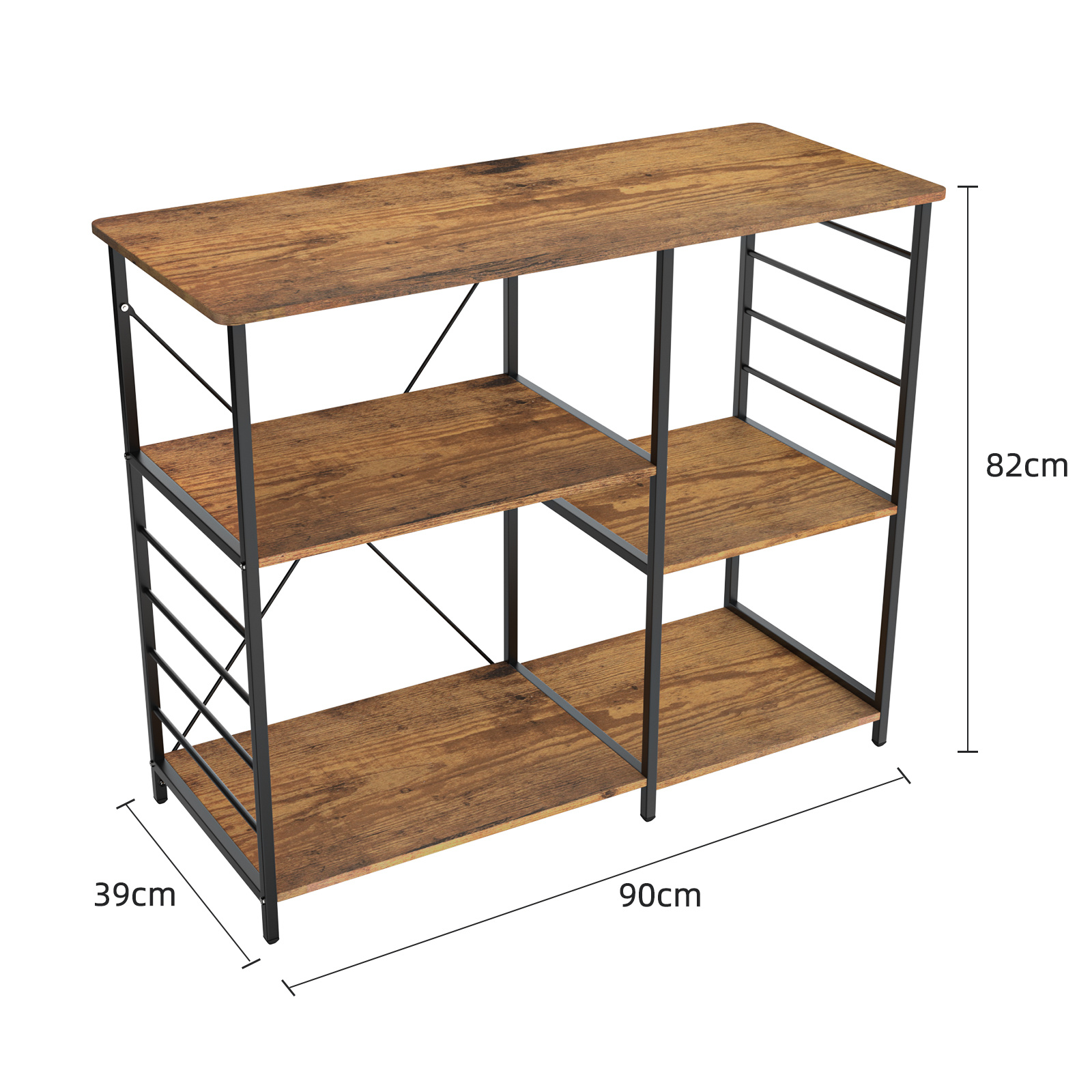 TEMU Floor-standing Kitchen Storage Rack With Hooks, Multi-tier Storage, 90*39*82cm, Brown