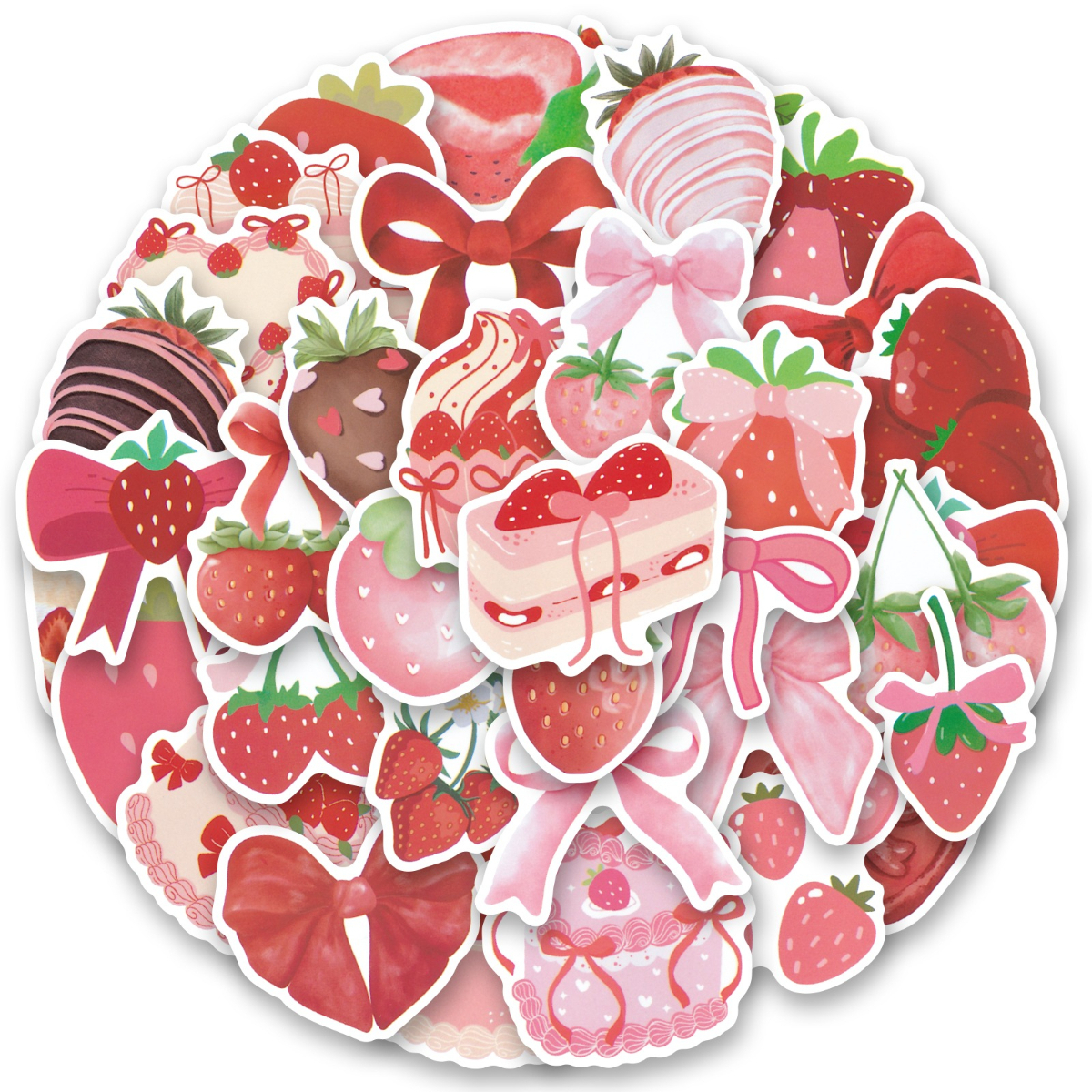 50pcs Strawberries Stickers Pack | Aesthetic Stickers, High Quality Stickers , Decorative Paper, Journaling, Laptop, Bumper, Skateboard, Water Bottles, Computer, Hard Hat, Car Sticker