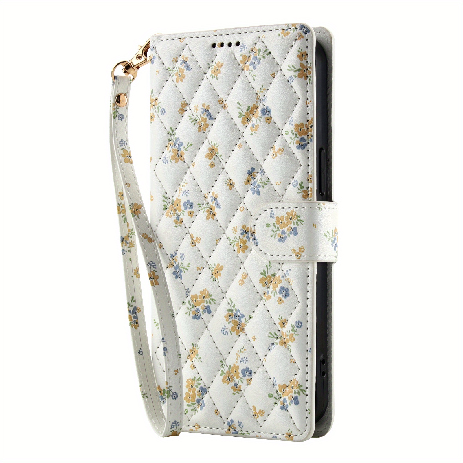 TEMU Phone Case - Sy-006, A New Women's Faux Leather Wallet-style Phone Case Featuring A Checkered Design, Equipped With A Short Strap And 3 Card