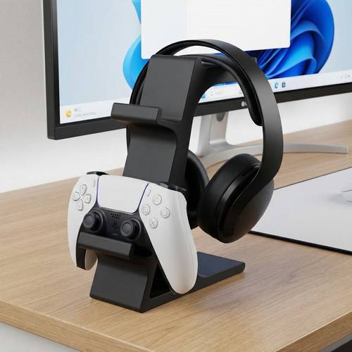 one ps5 and controller stand with headphone storage rack desktop space suitable for game controller storage controller stand headphone stand and other gaming accessories