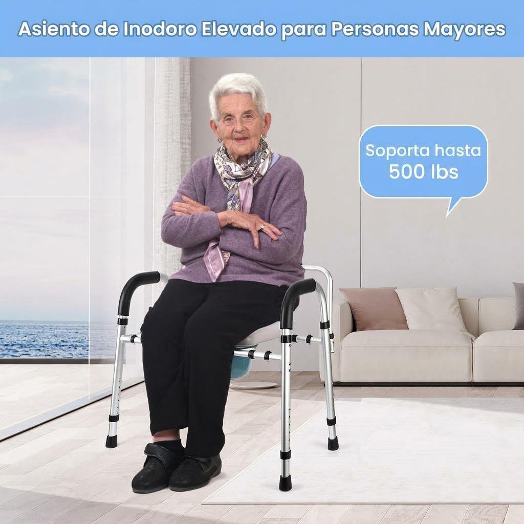 Heavy Duty Raised Toilet Seat With Handles And Removable Bedpan, 500lb Capacity, Adjustable Safety Frame With Back Support For Elderly Seniors