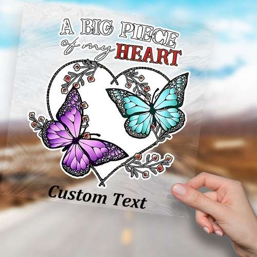 Butterfly Heart Flower Vinyl Decal: Car Laptop Window Sticker