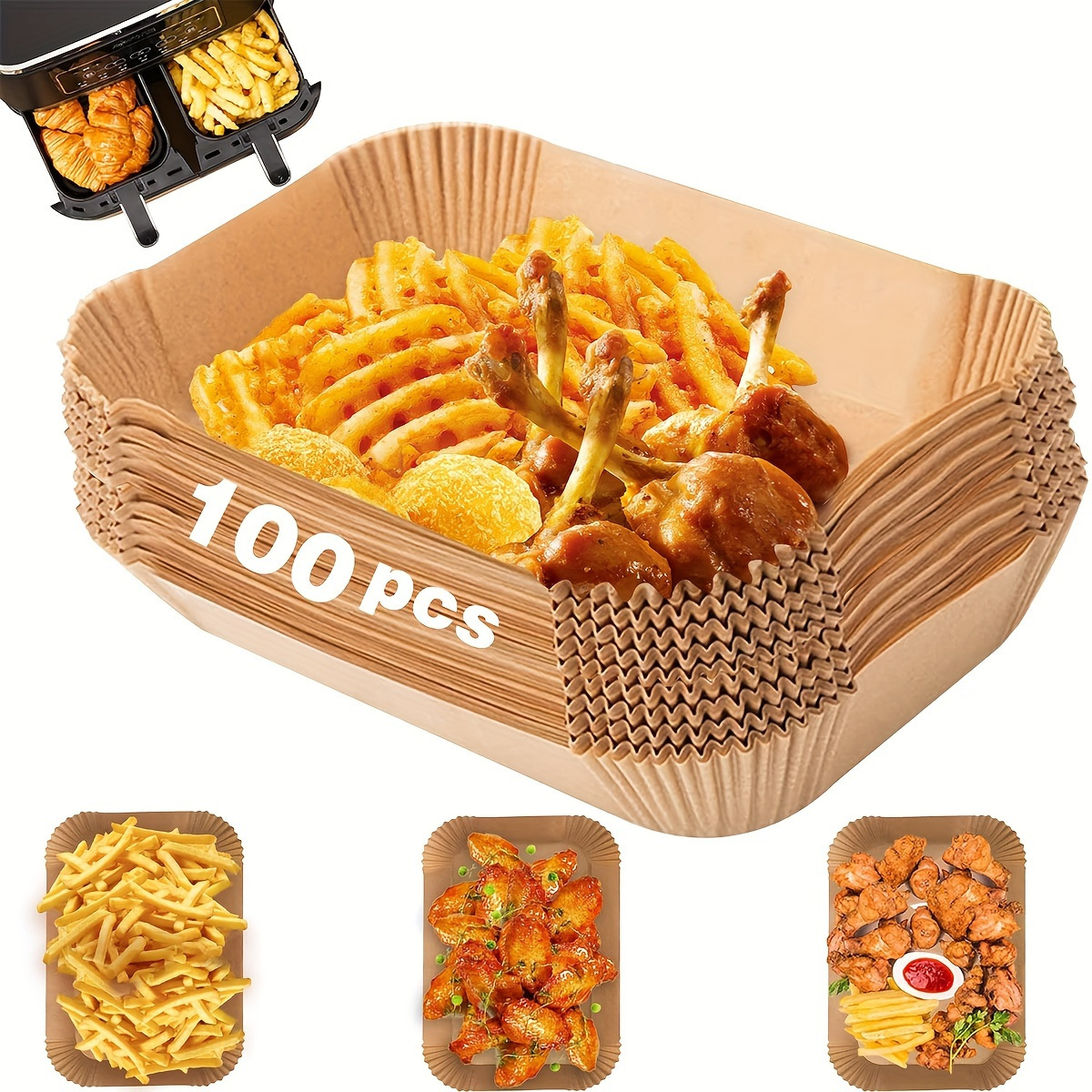 200   50pcs large capacity oven paper square air fryer paper oil proof and waterproof suitable for air fryer oil paper oven baking paper square paper mat kitchen air fryer accessories details 2