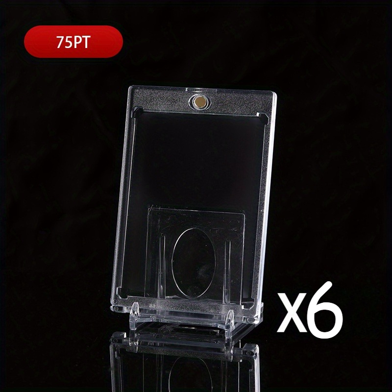 TEMU 6pcs 75pt Magnetic Card Holders, Uv-protected Transparent Display Boxes, Universal Size For Trading And Sports Cards, Thanksgiving, Christmas,