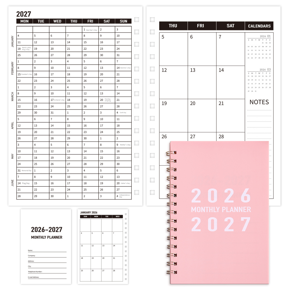 TEMU 2026-2027 Monthly Planner With Pvc Cover, Durable 24-month Calendar From Jan 2026 To Dec 2027 For Daily Schedule And Time Management, Essential