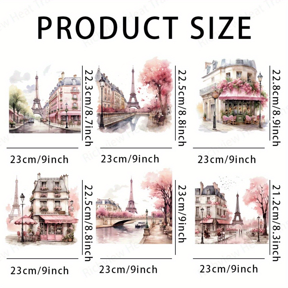 TEMU 6pièces/Set Paris Thermique Transfert de Chaleur Autocollant DIY Lavable Sur T-Shirt Fer Sur Patchs 6D Effet Autocollants Décor En Tissu