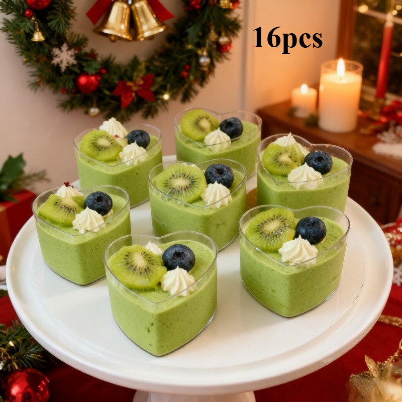 Image of 16 Reusable Heart-shaped Mini Ice Cream Cups, Baking Dessert Cups, Cake Cups, Suitable For Weddings, Parties, Festivals, Christmas, Halloween, Birthday Parties, Family Gatherings, And Outdoor Events