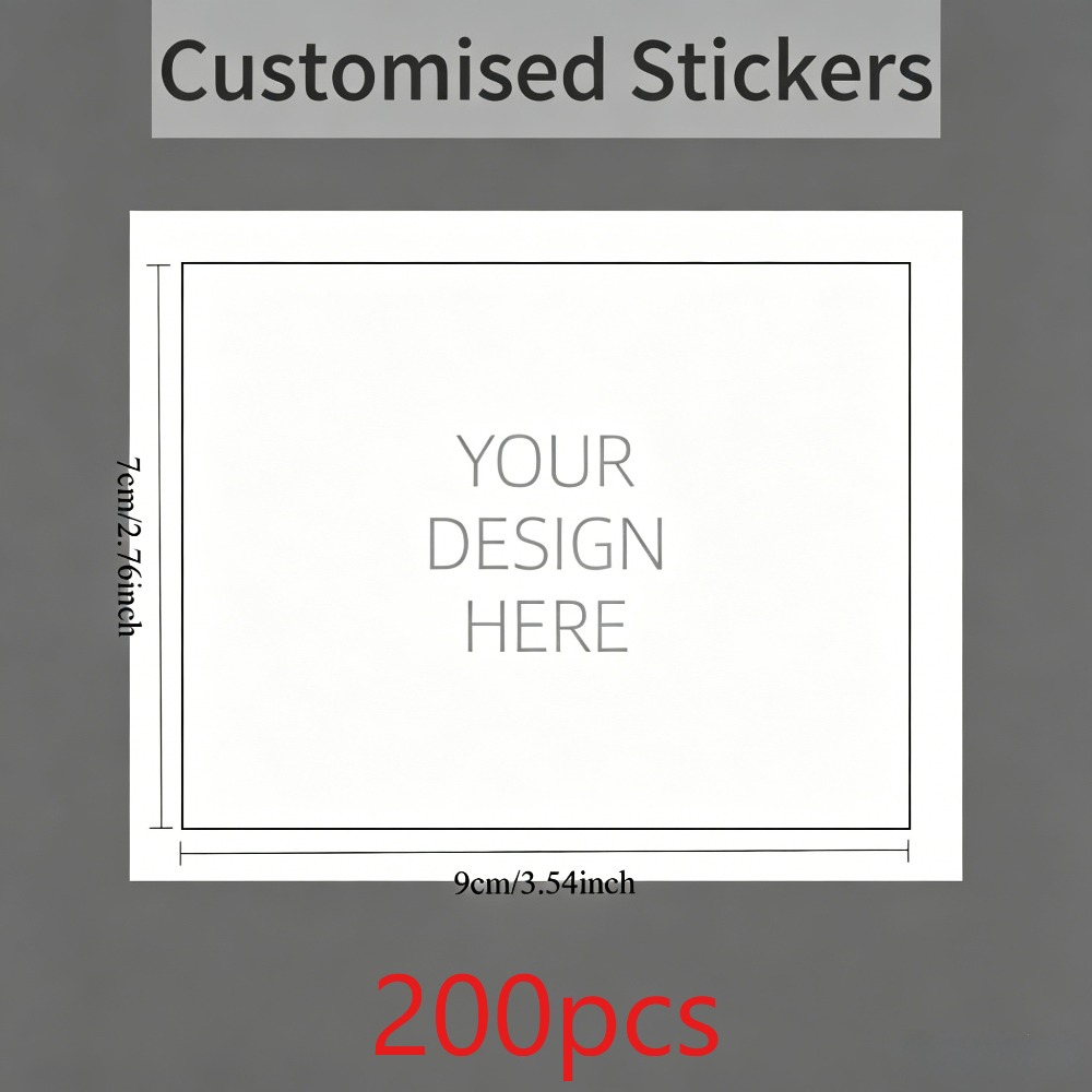 100, 200 kosov - Pravokotne personalizirane nalepke z logotipom po , na voljo različne velikosti, PVC material, vodoodporne in trpežne, lahko
