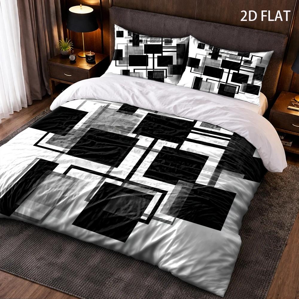 TEMU 3pcs Duvet Cover Set, 1 Duvet Cover   2 Pillowcases, No Filler, Abstract Geometric Line Pattern, Minimalist Abstract Style, Suitable For ,