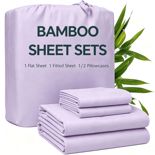 item picture 3 4pcs bamboo cooling bed sheet set with pillowcases 16 deep pockets soft breathable fitted sheet queen king size bed sheets bedroom home decor bedding for daily use