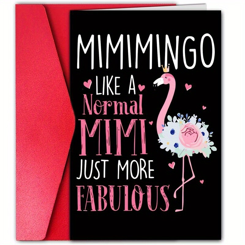 TEMU A Fun Flamingo Greeting Card, Unique Birthday Invitation Card With A Humorous Cartoon Design, Suitable For Adults 14+, A Mimi-themed Paper Card,