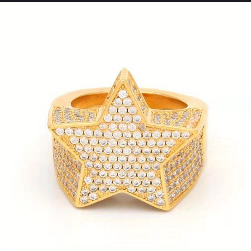 Elegant Star Cubic Synthetic Zirconia Engagement Ring for Men & Women - Hypoallergenic Alloy Wedding Band, Durable Everyday Jewelry Gift for Anniversary, Party, or Special Occasion