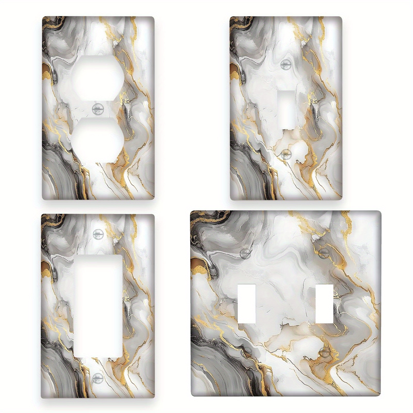 

1pc Grey Marbled Decorative Outlet Cover, 1gang/2gang Electrical Switch Plate Wallplate, No Electricity Or Battery Needed, For Bedroom Kitchen Office Home Decor