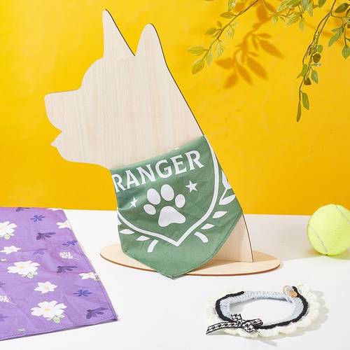 1 set wooden pet bib display stand dog silhouette display stand plywood pet scarf display cabinet small crafts exhibition photography prop suitable for displaying dog accessory bibs bandanas scarves etc in stores