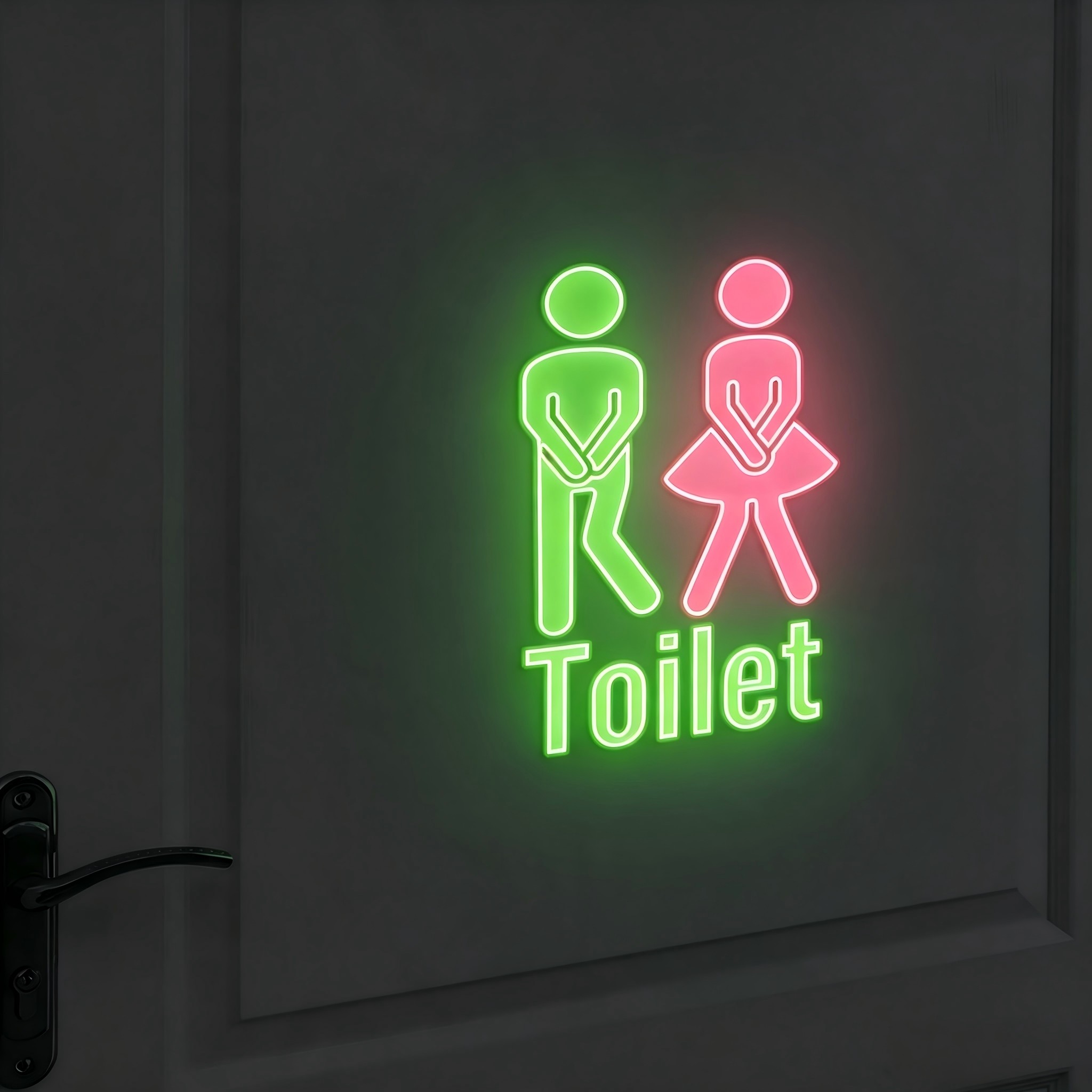 TEMU Men And Women Little People Creative Bathroom Reminder Wall Stickers, -the-dark Wall Stickers - Fun Unisex Signage With Toilet, Men And Women