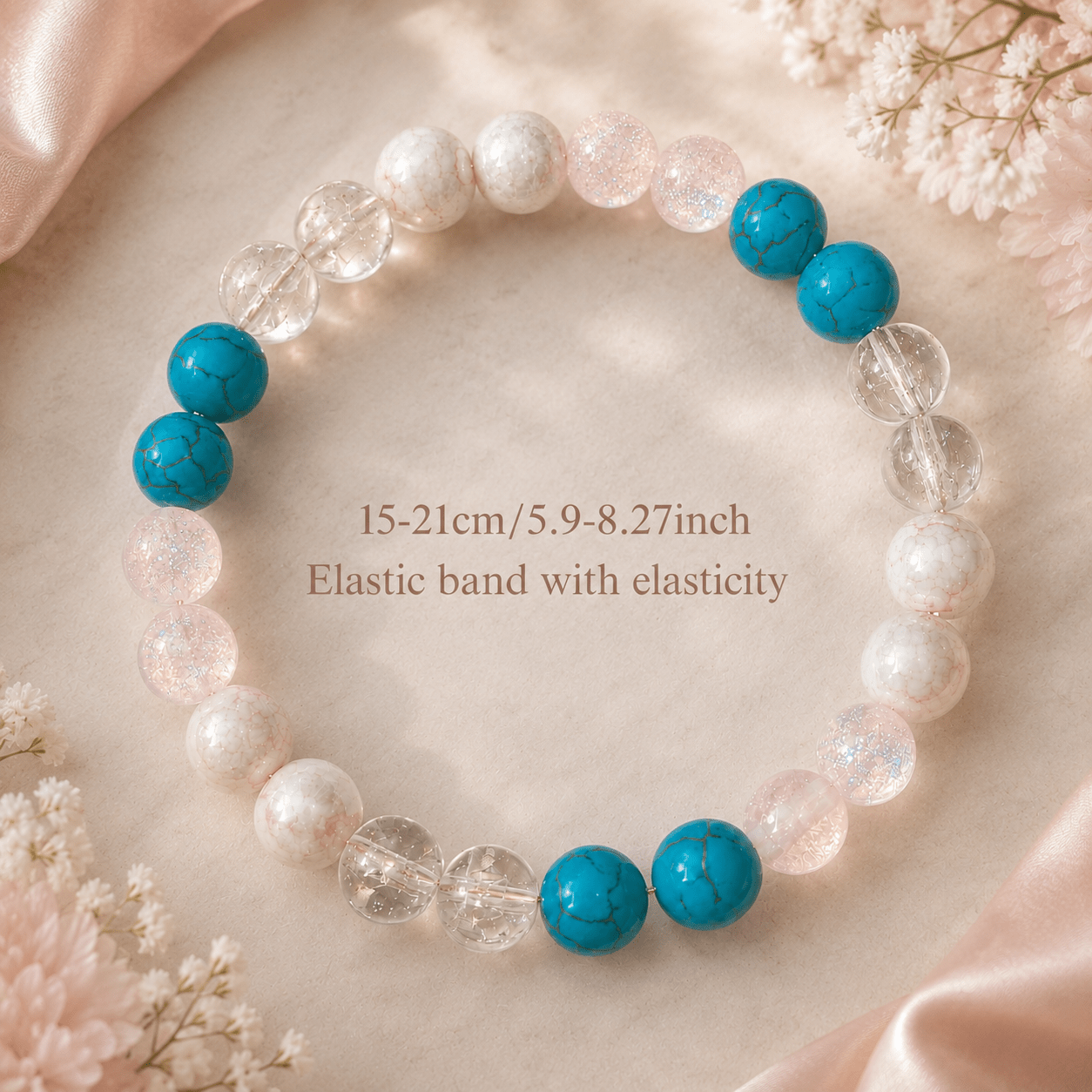 Lucky Natural Stone Beaded Bracelet with Blue-Green Turquoise